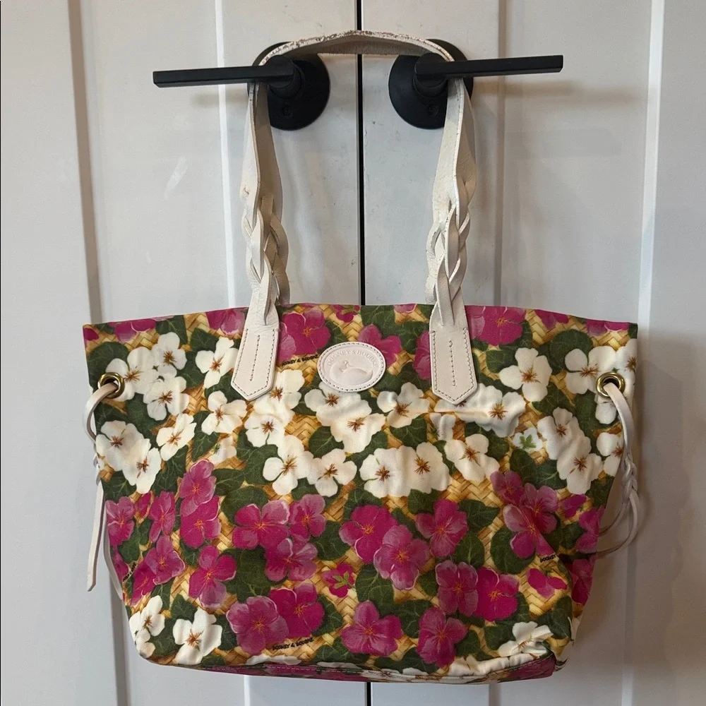Dooney and Bourke Floral Tote Bag rare leather handle designer purse bag spring
